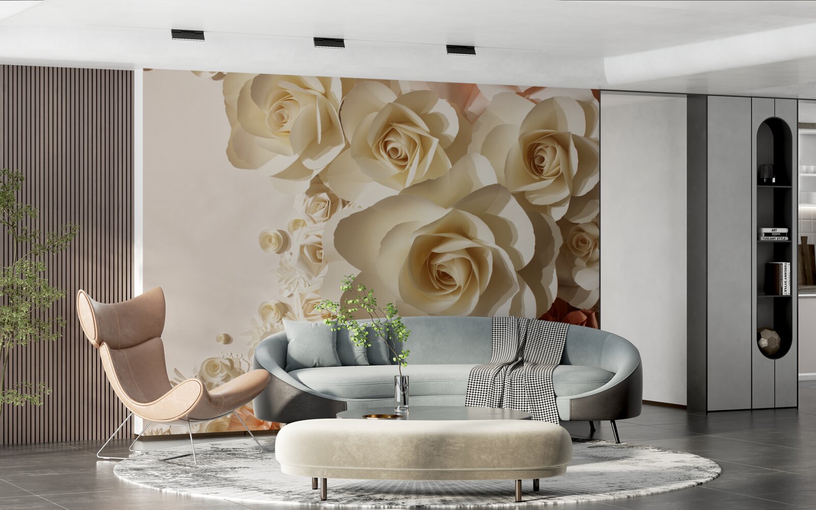 Фотошпалери величезні білі троянди