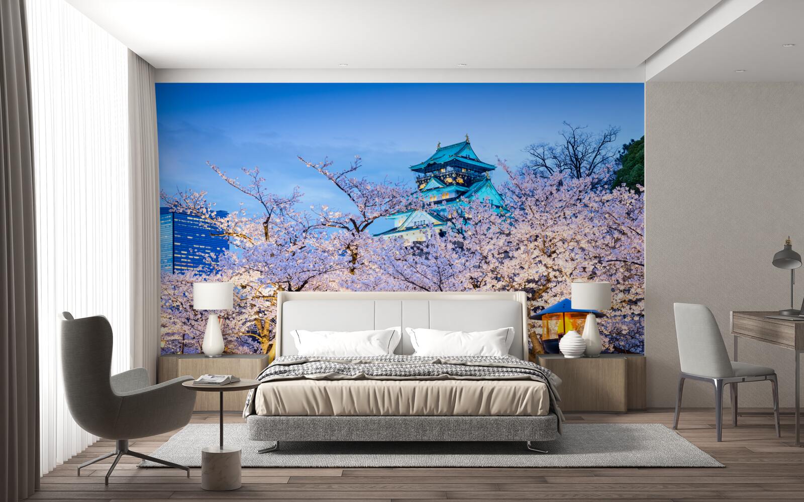 Фотошпалери вечірнє цвітіння вишні