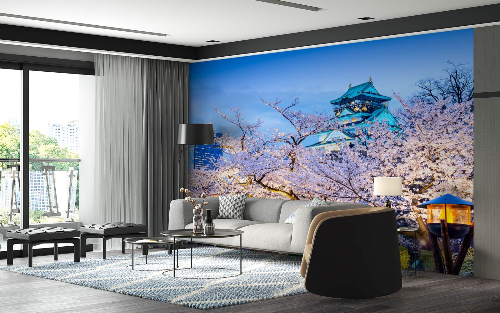 Фотошпалери вечірнє цвітіння вишні