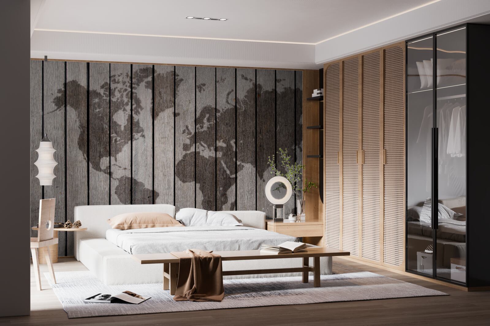 Фотошпалери карта світу на дерев'яних дошках