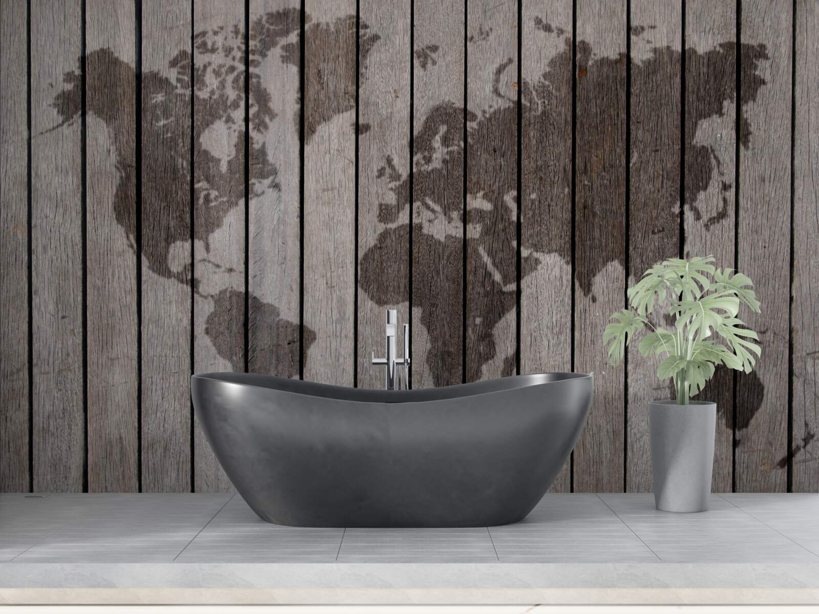 Фотошпалери карта світу на дерев'яних дошках