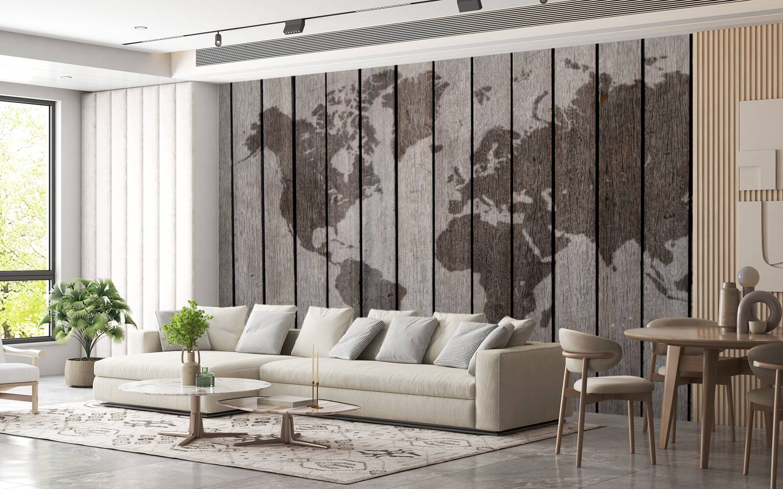 Фотошпалери карта світу на дерев'яних дошках