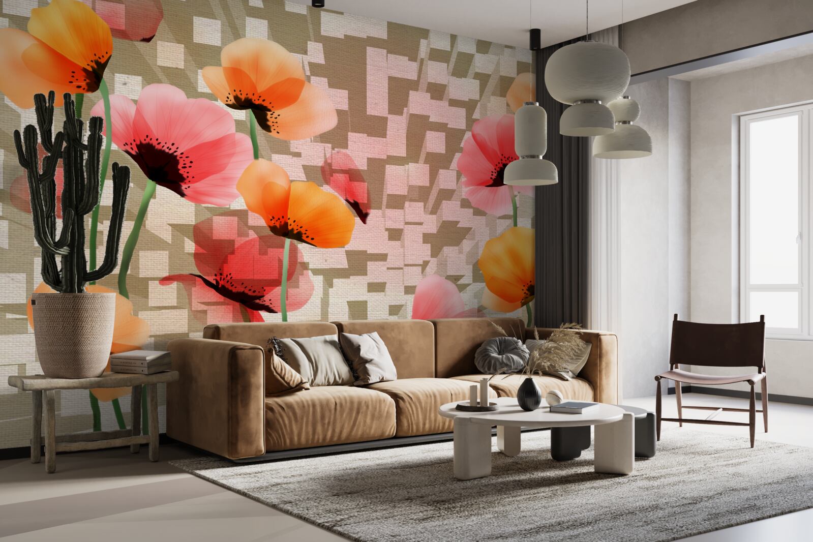 Фотошпалери набір рожевих і персикових маків