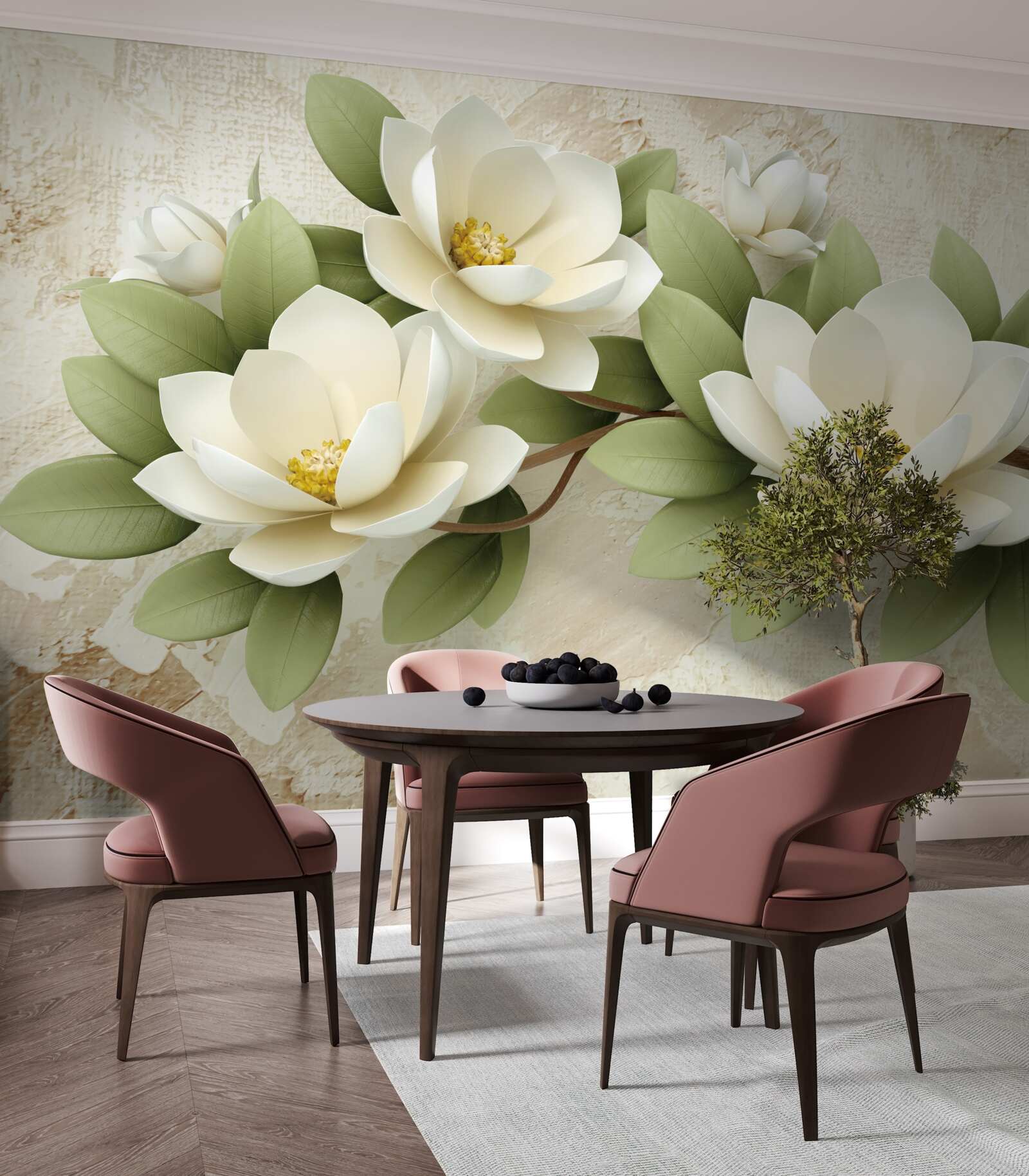 Фотошпалери три великі білосніжні лотоси