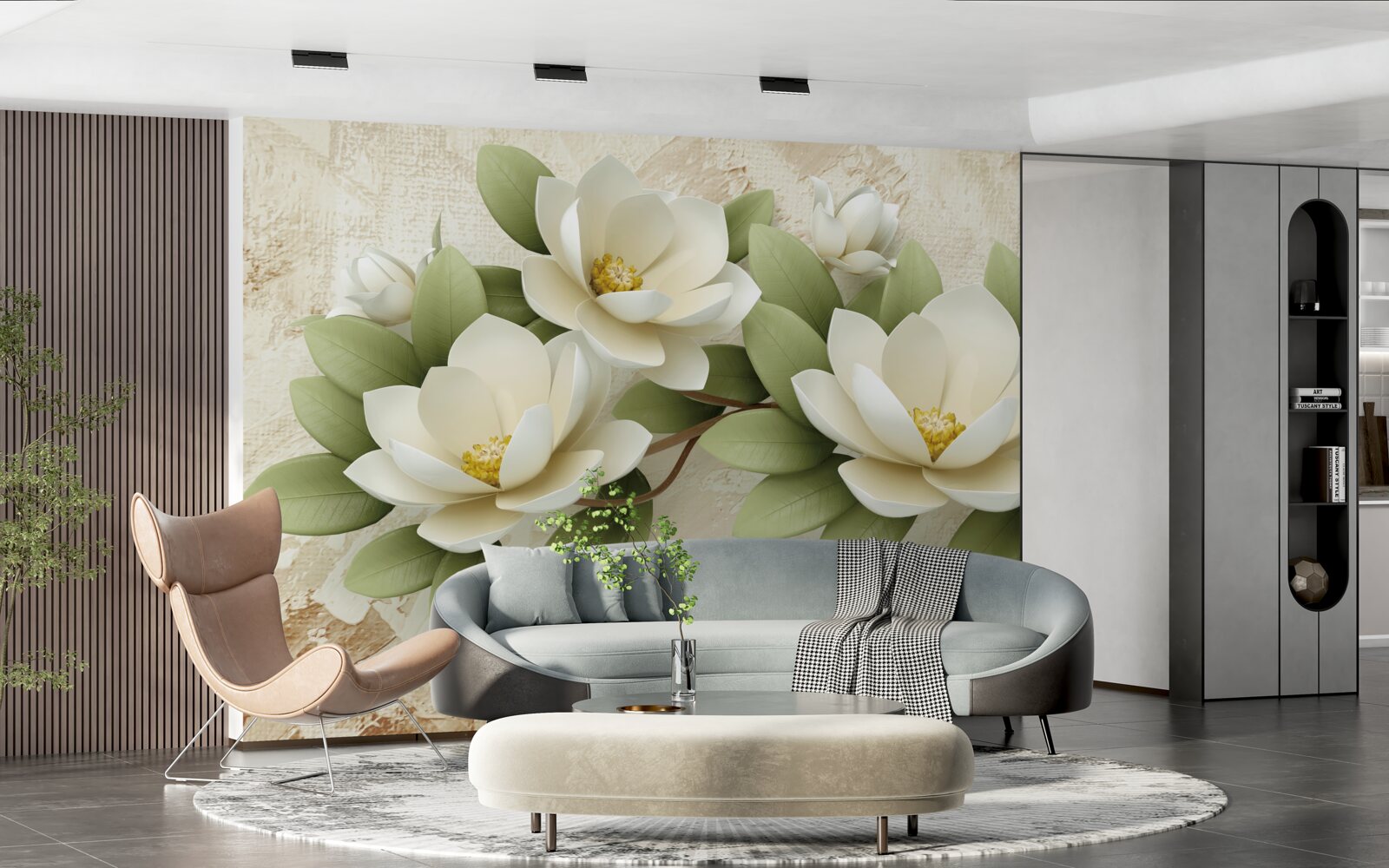 Фотошпалери три великі білосніжні лотоси