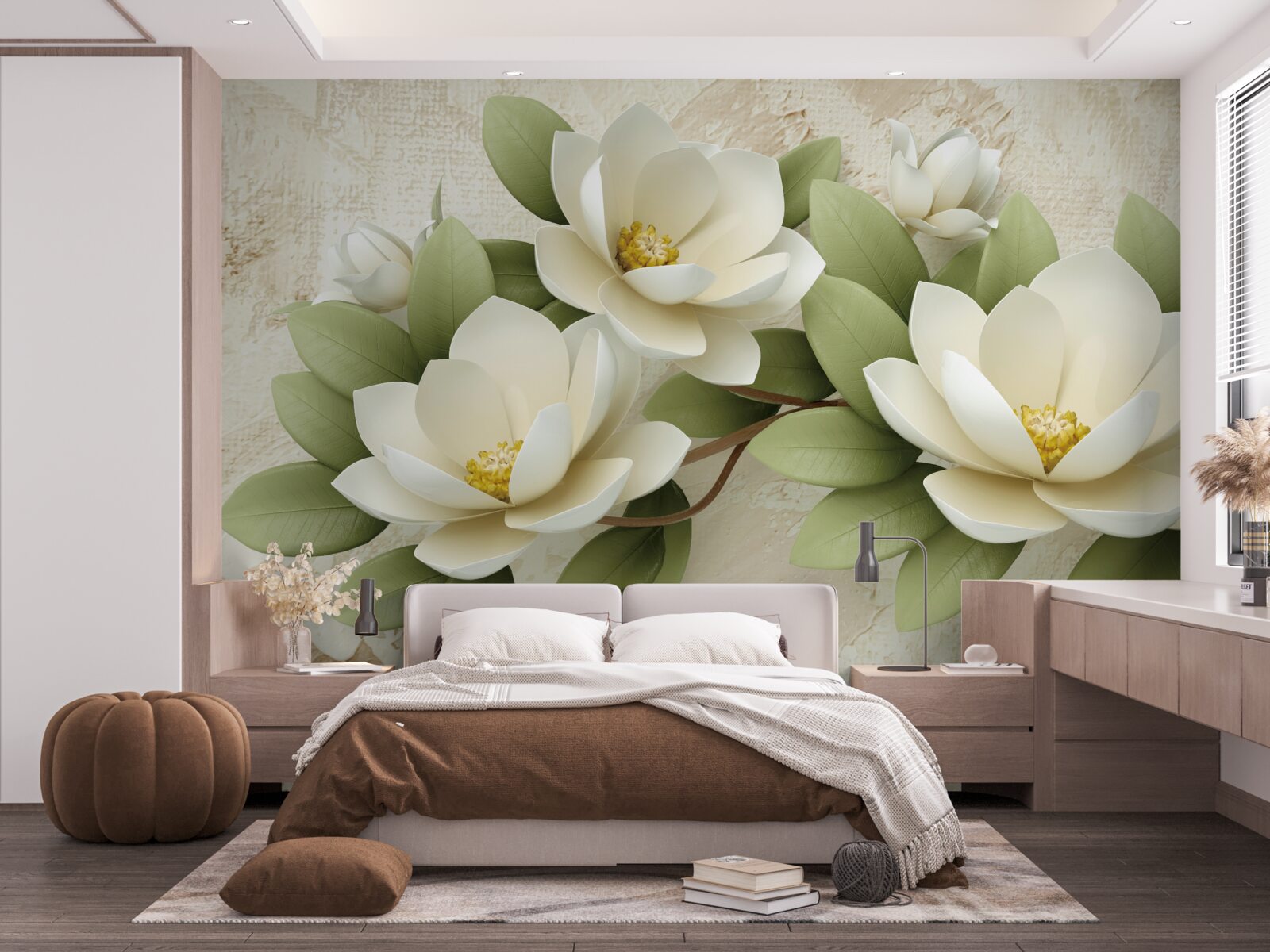 Фотошпалери три великі білосніжні лотоси