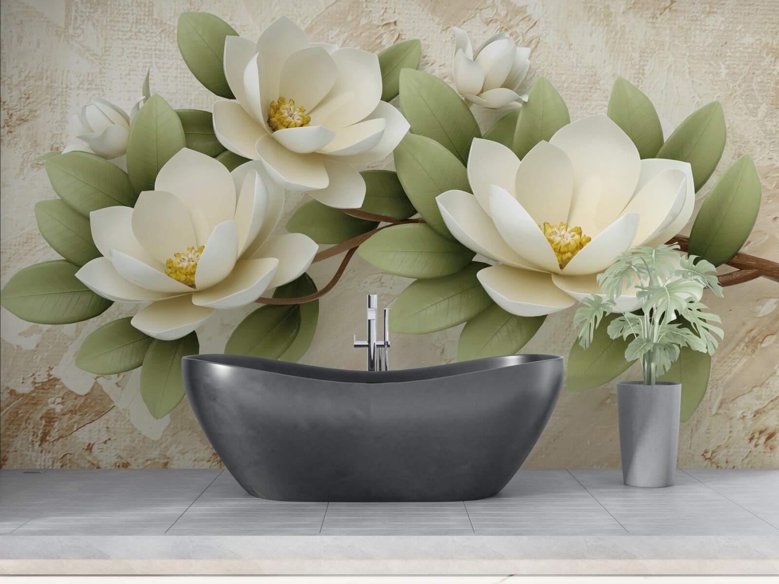 Фотошпалери три великі білосніжні лотоси