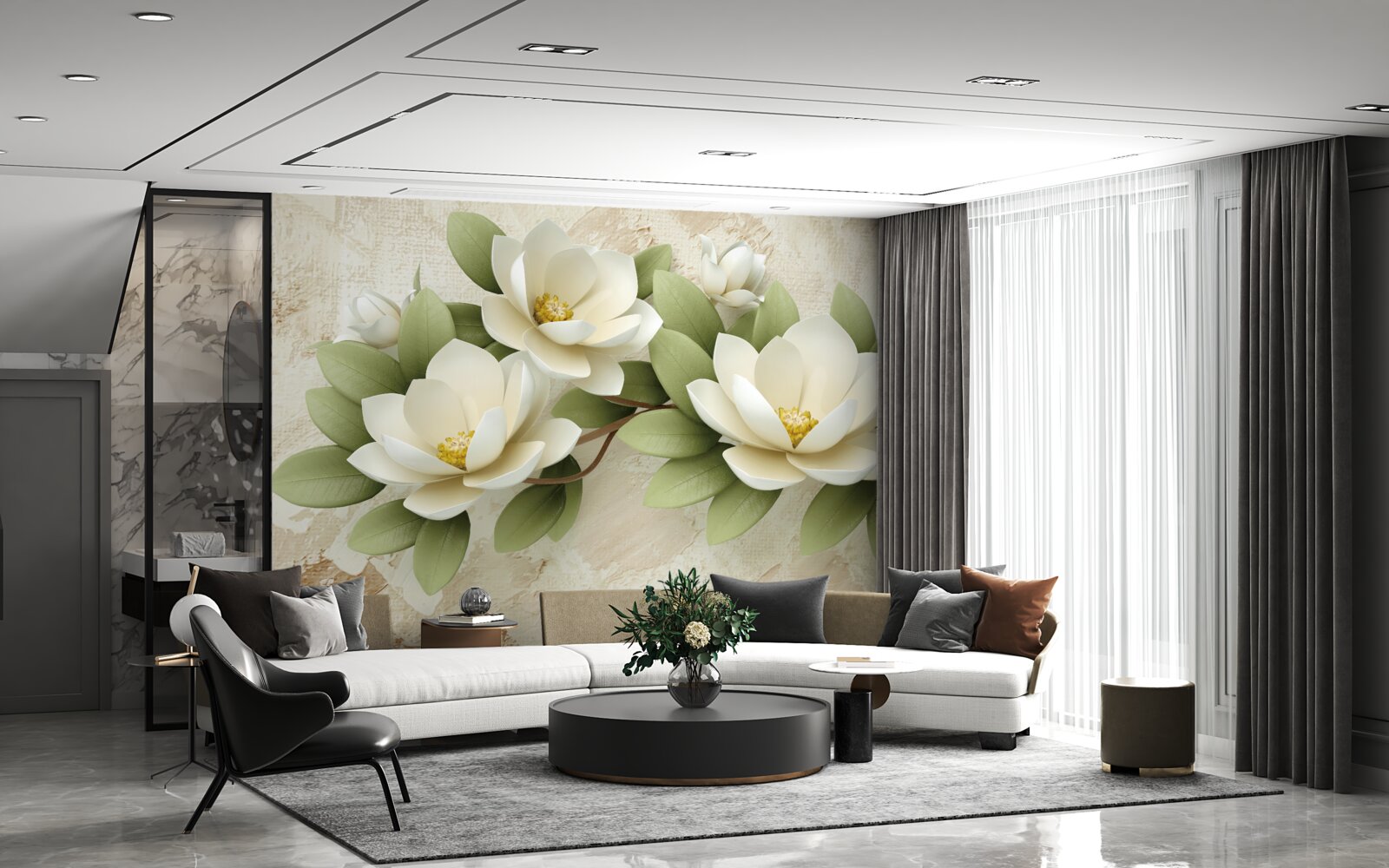 Фотошпалери три великі білосніжні лотоси