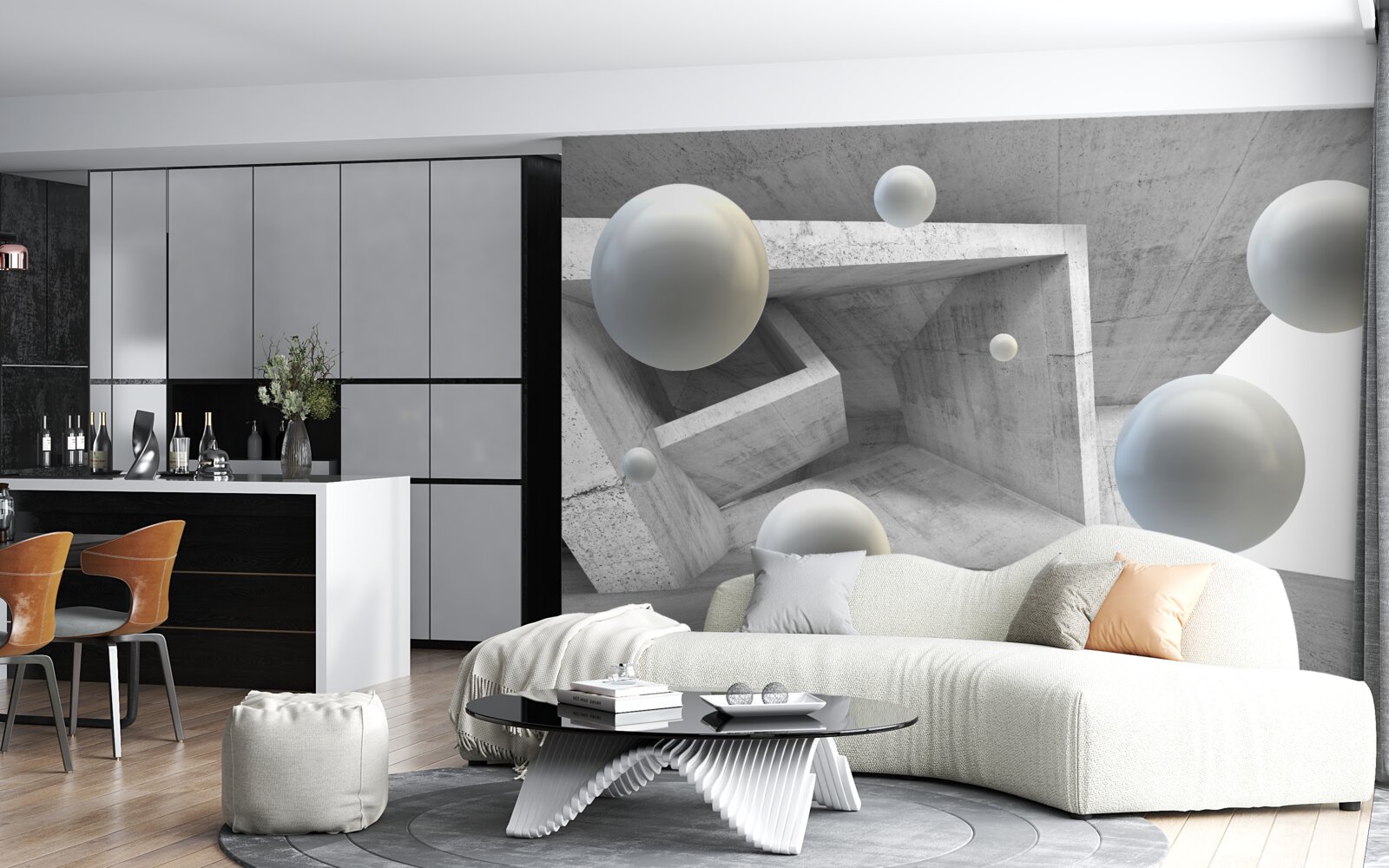 Фотошпалери тунельні та сферичні об'єкти геометричної форми