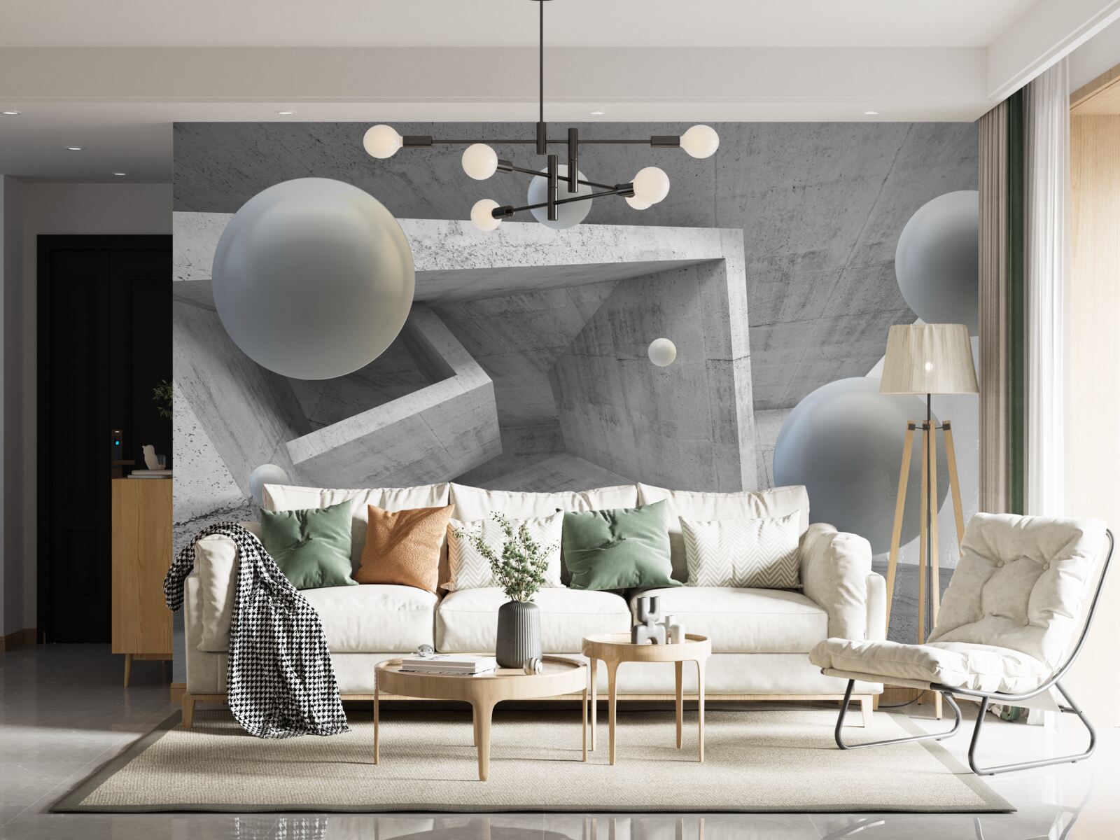 Фотошпалери тунельні та сферичні об'єкти геометричної форми