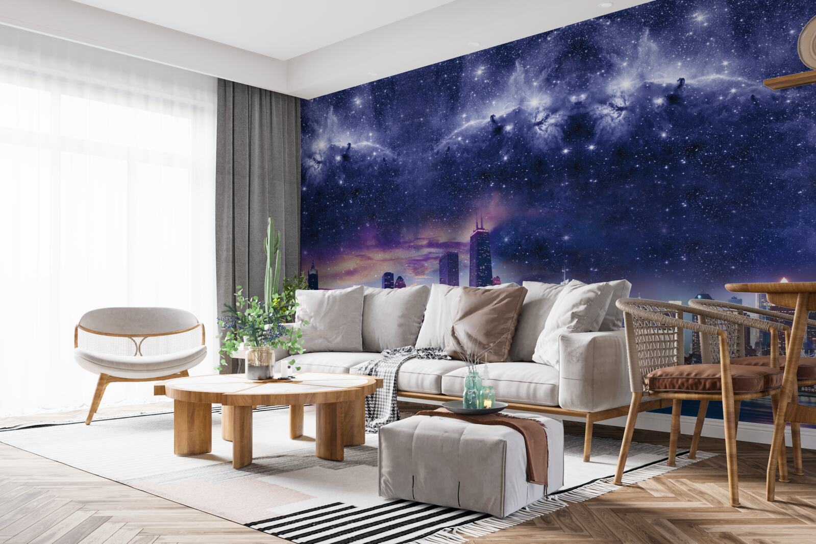 Фотошпалери магічне астральне полотно над мегаполісом