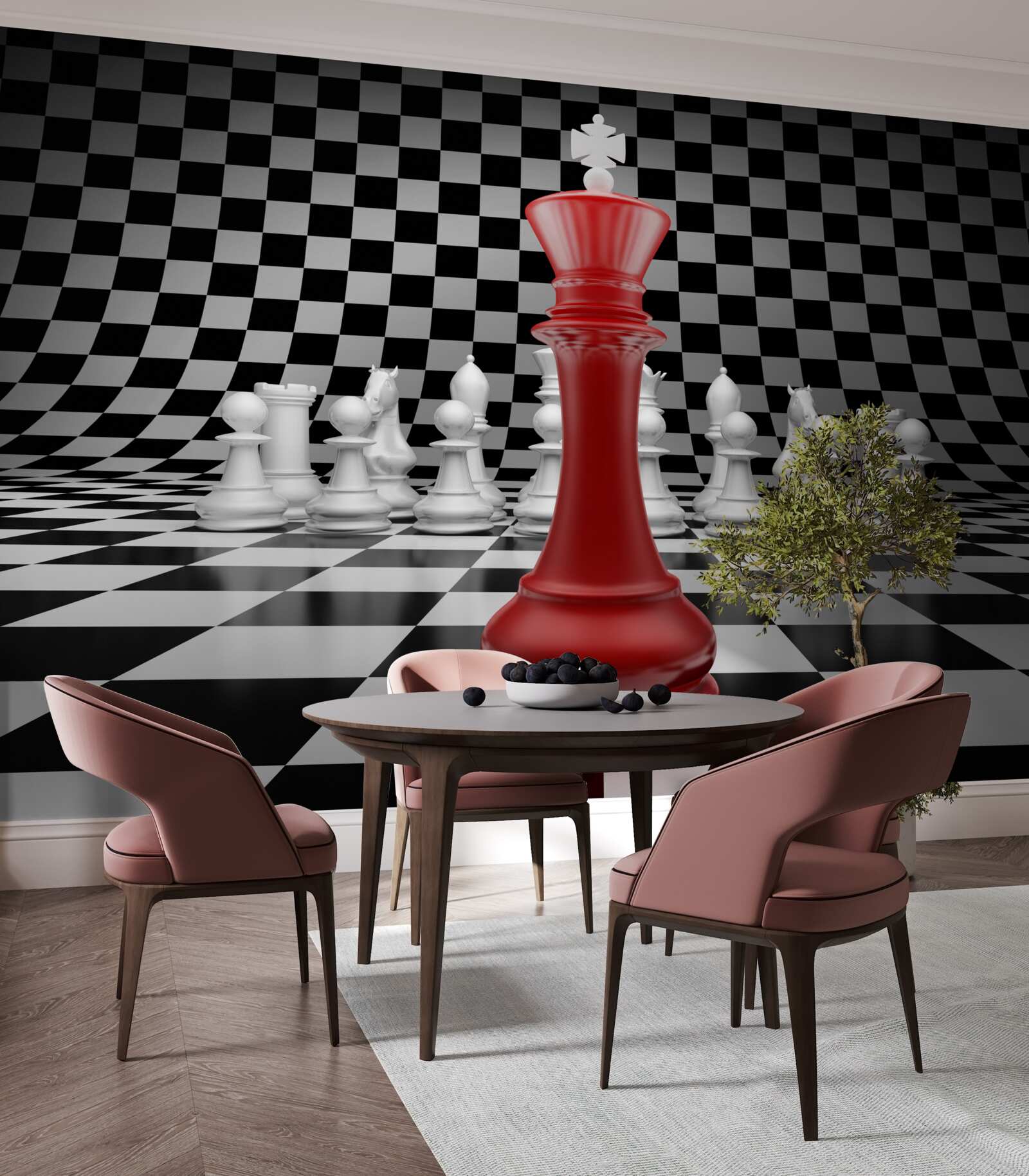 Фотошпалери шаховий ферзь у червоному кольорі