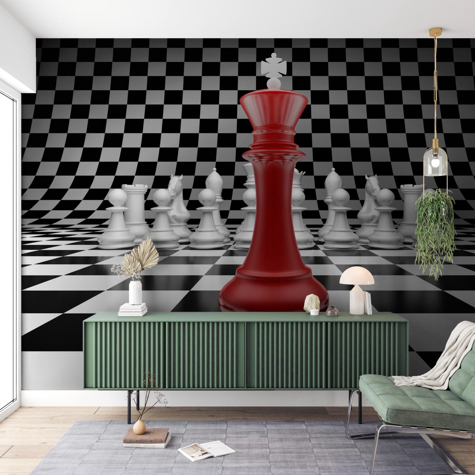 Фотошпалери шаховий ферзь у червоному кольорі