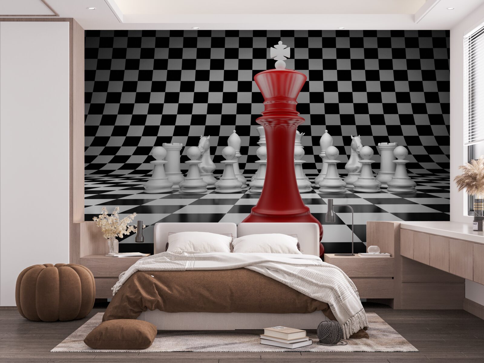 Фотошпалери шаховий ферзь у червоному кольорі