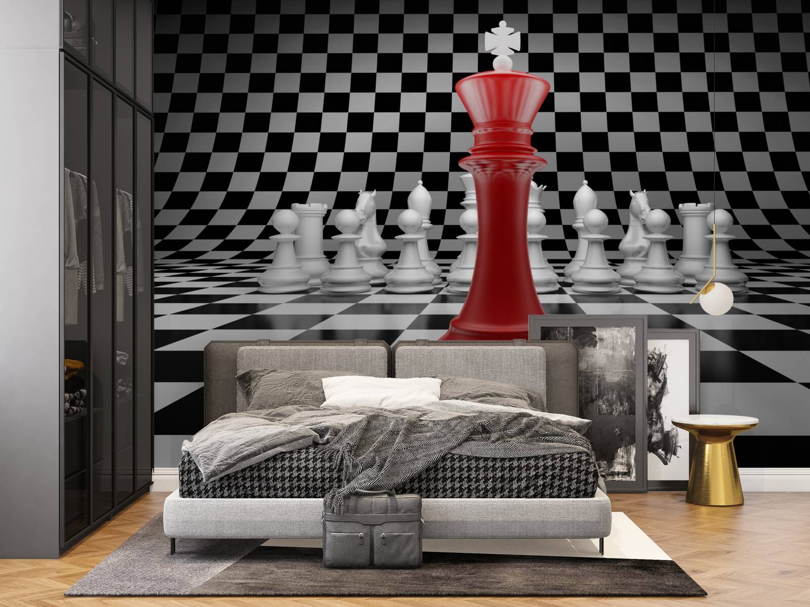 Фотошпалери шаховий ферзь у червоному кольорі