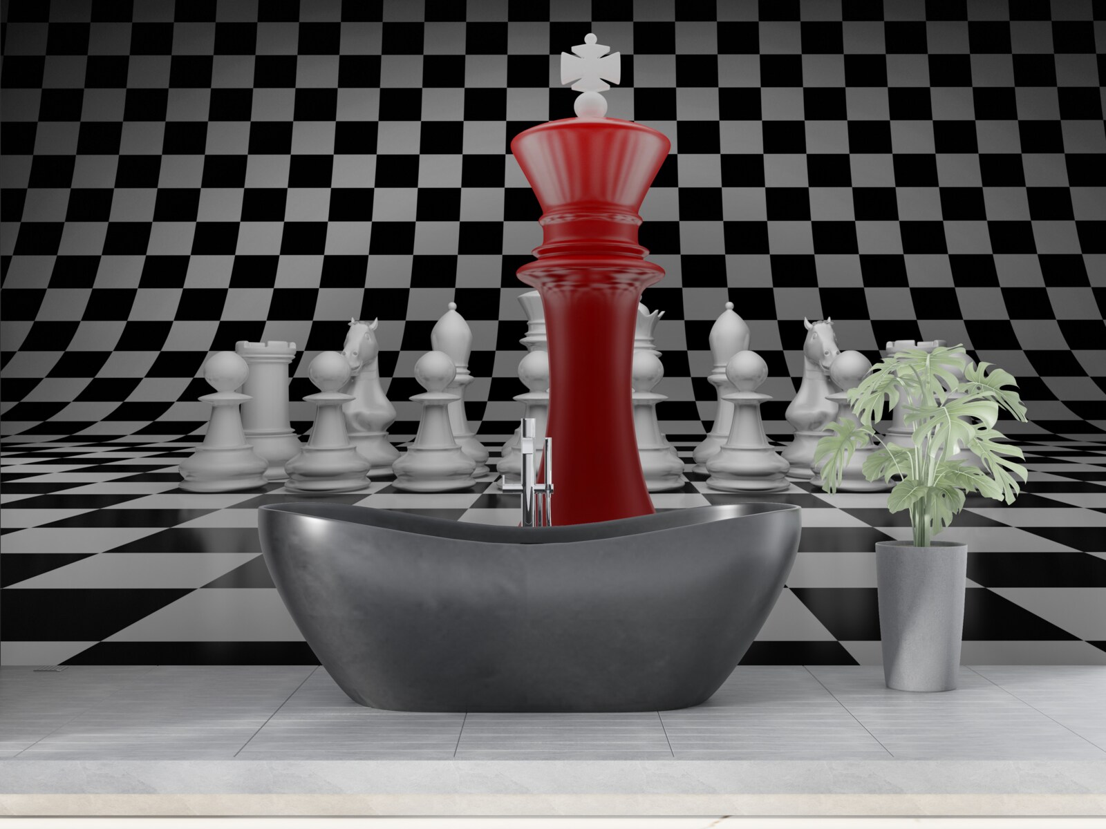 Фотошпалери шаховий ферзь у червоному кольорі