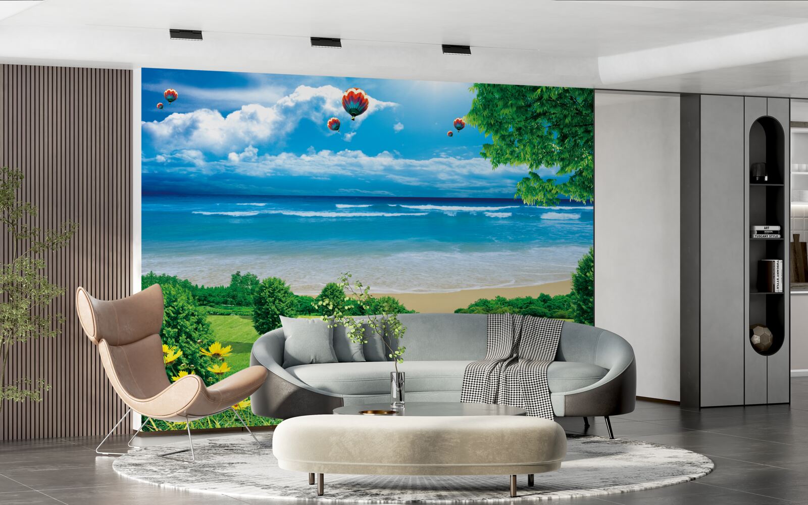 Фотошпалери зелені приморські луки