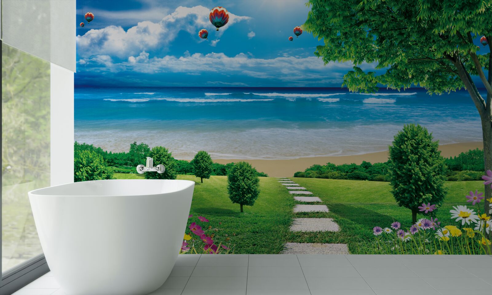 Фотошпалери зелені приморські луки