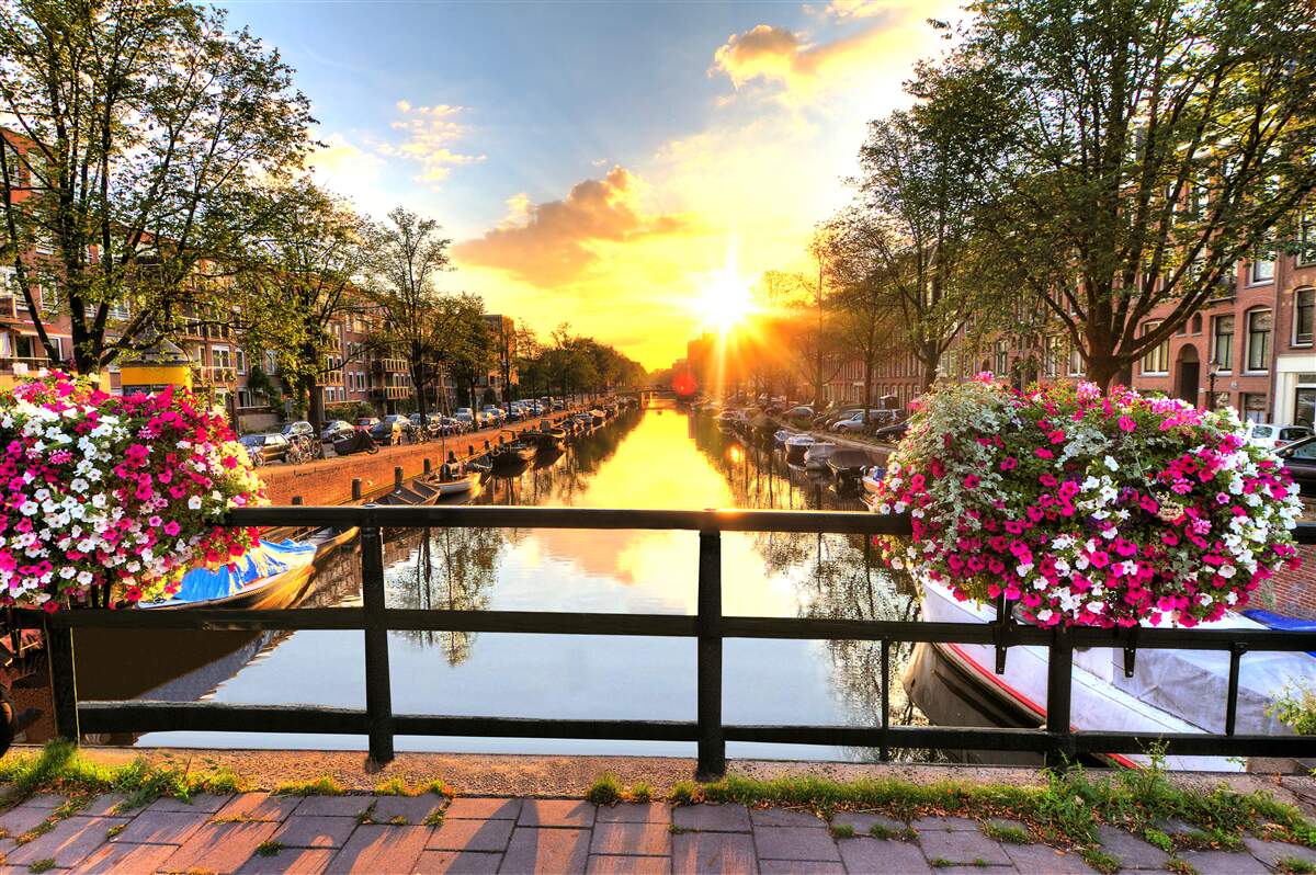 Фотошпалери серце амстердама оповите заходом сонця