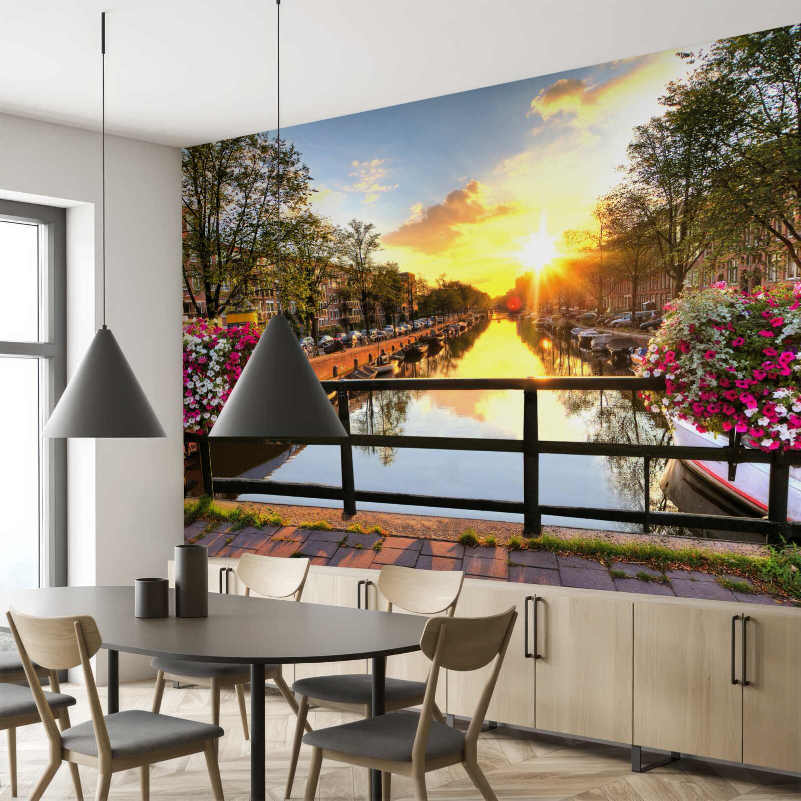 Фотошпалери серце амстердама оповите заходом сонця