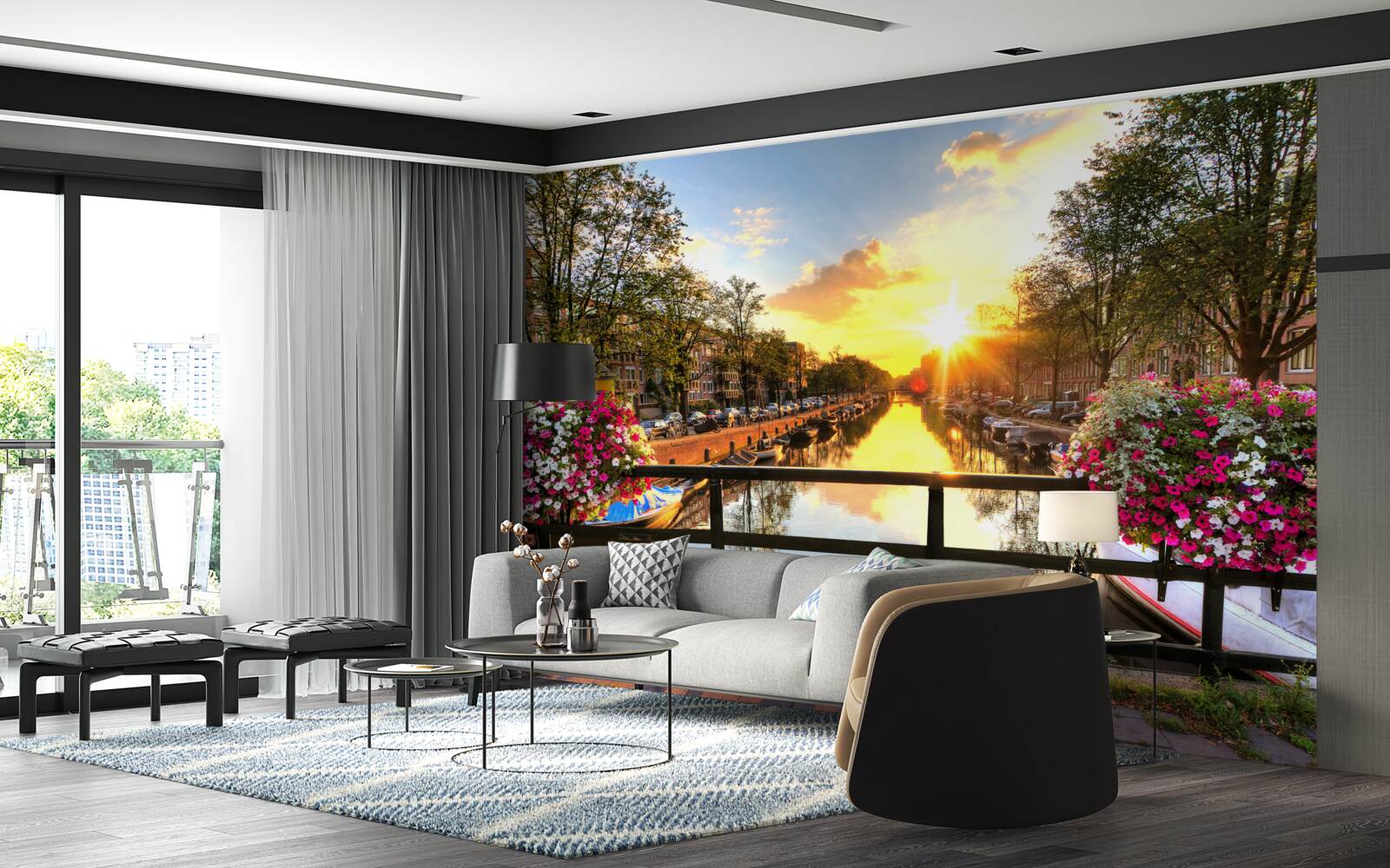 Фотошпалери серце амстердама оповите заходом сонця