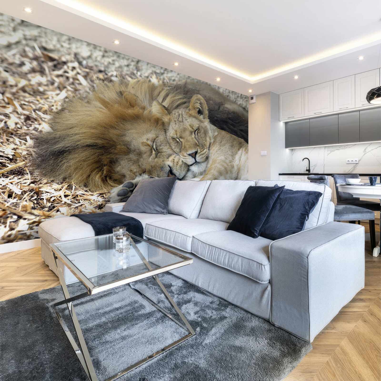 Фотошпалери лев і левиця укладають шлюб, саят