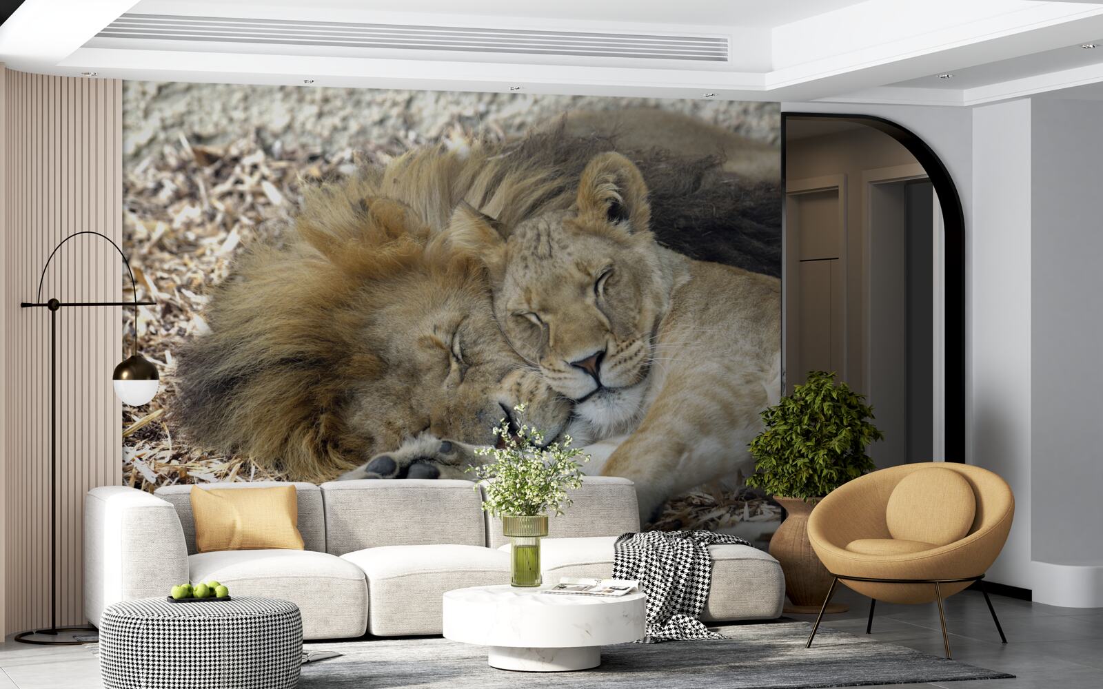 Фотошпалери лев і левиця укладають шлюб, саят