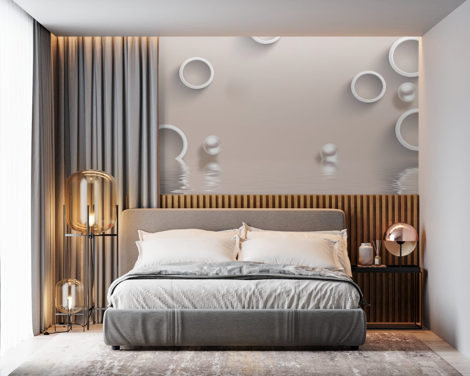 Фотошпалери кола на воді та перлини