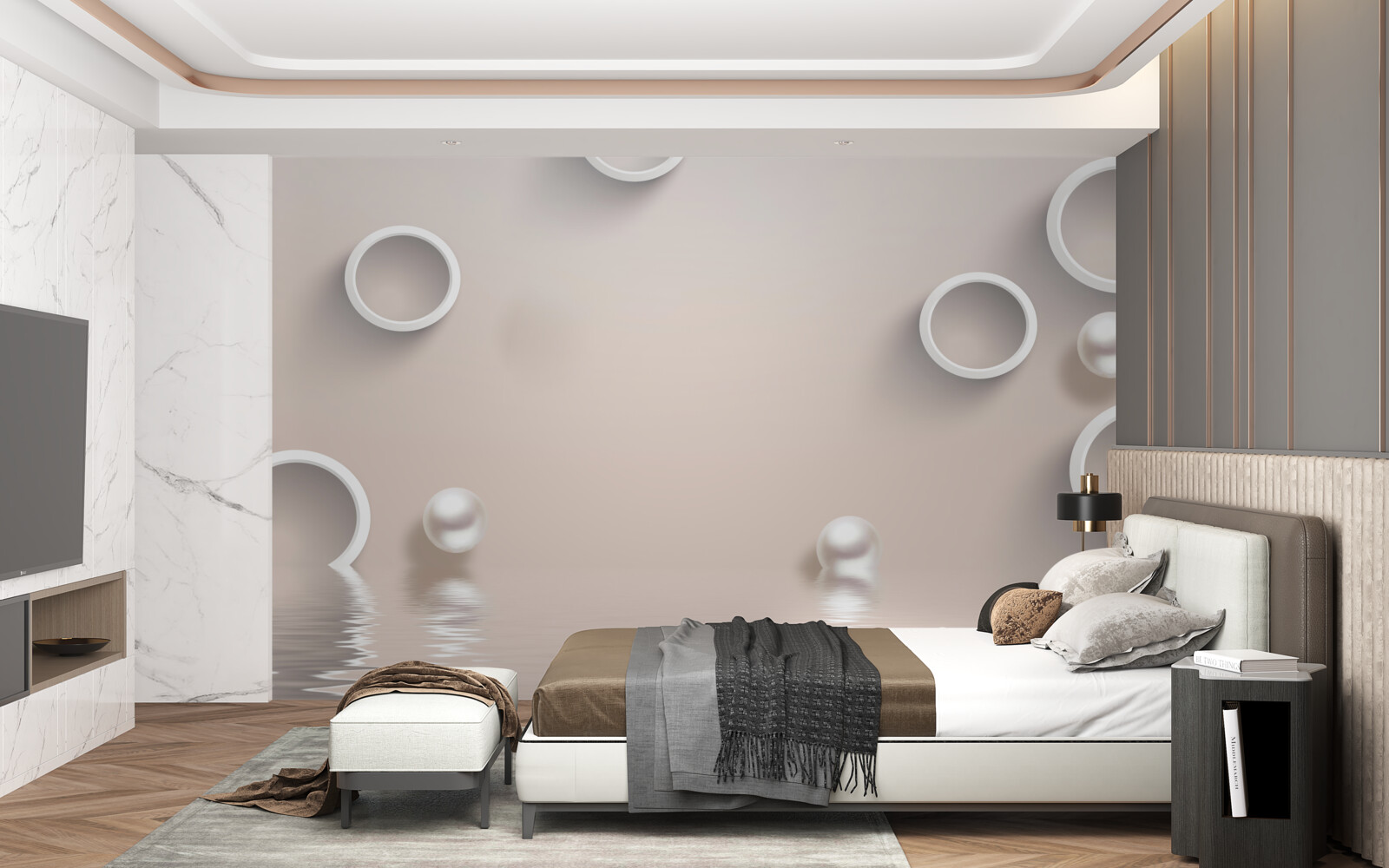 Фотошпалери кола на воді та перлини