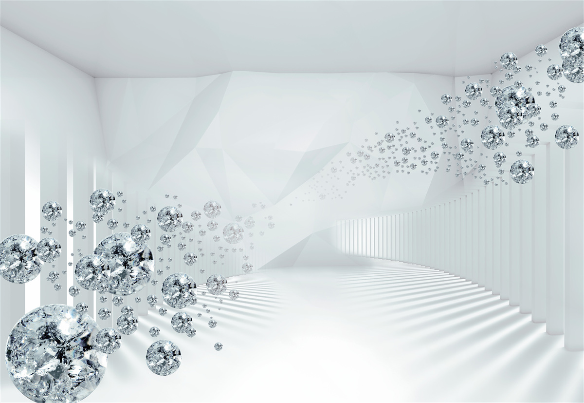 Фотошпалери нерівна поверхня та кульки в абстракції