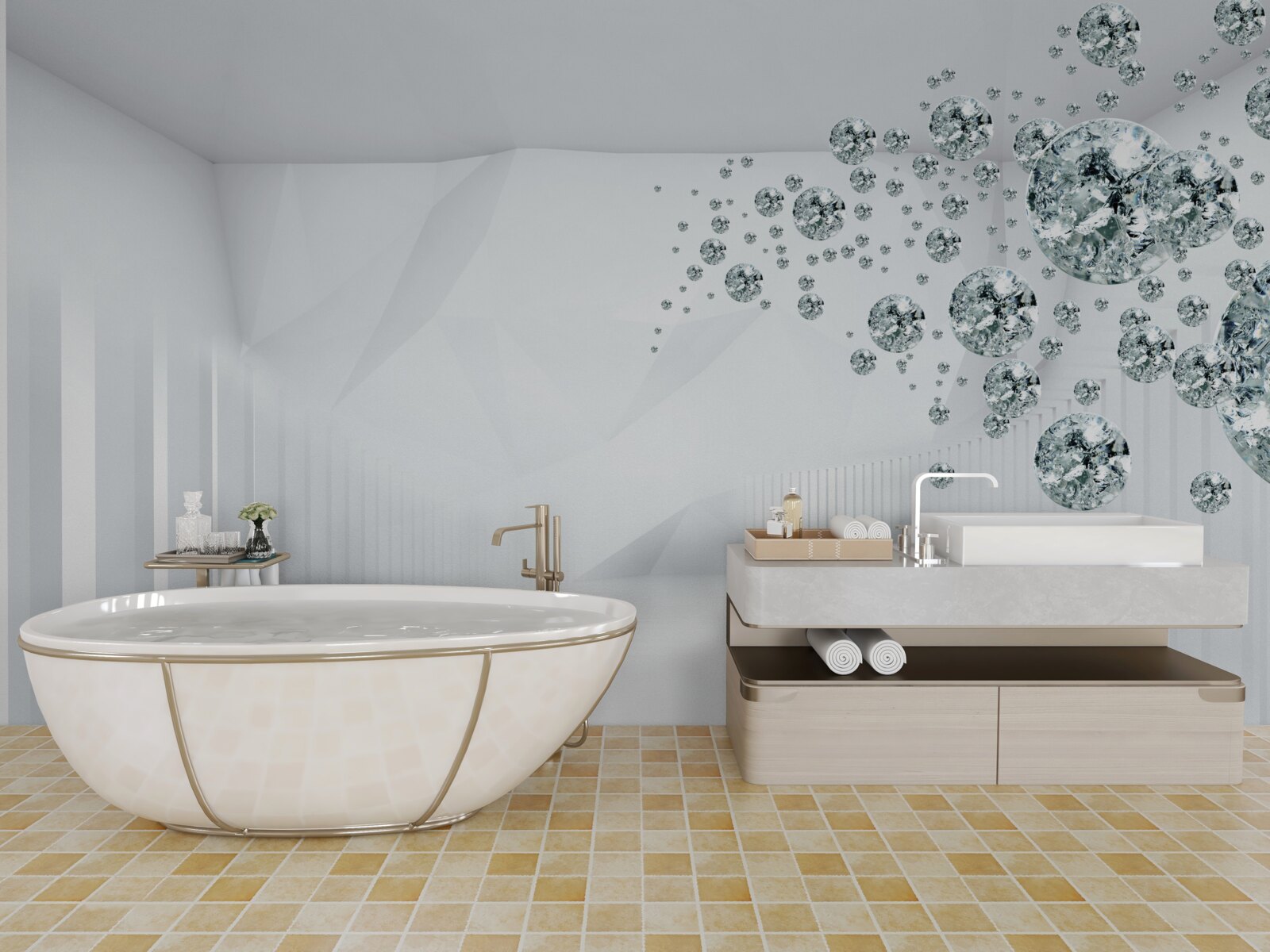 Фотошпалери краплі води в яскраво освітленій кімнаті