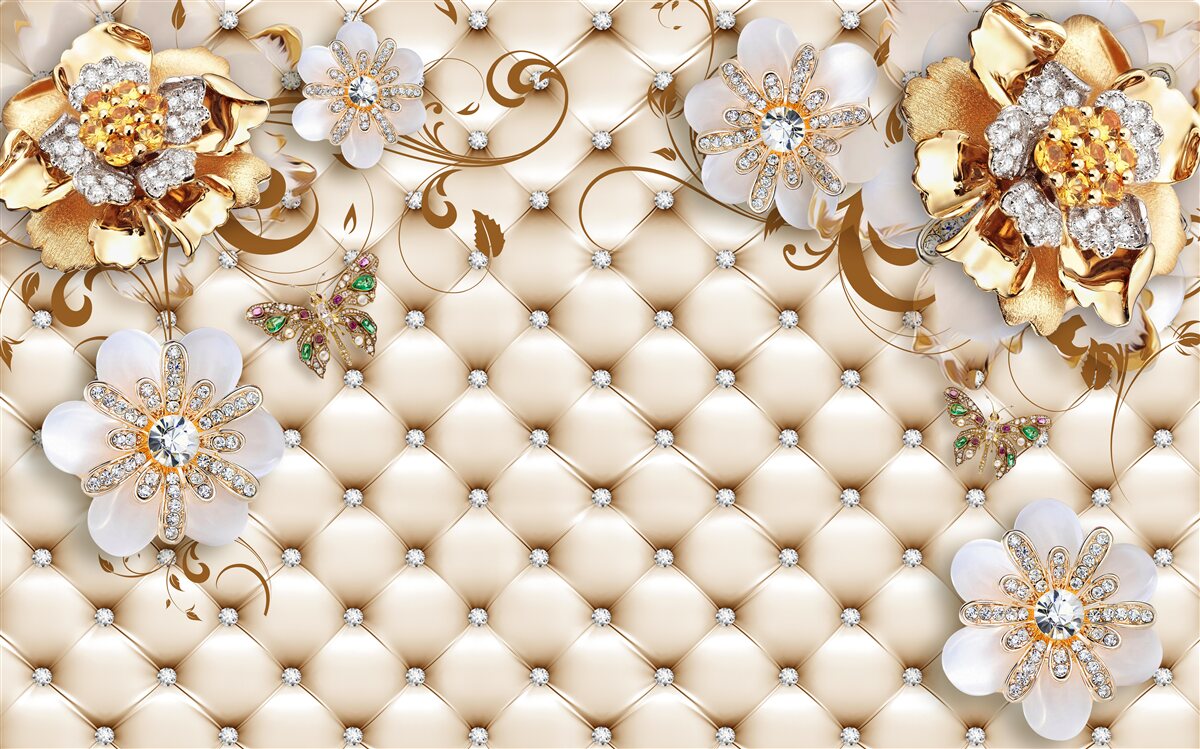 Фотошпалери квіти з п'ятьма пелюстками, зануреними в золото