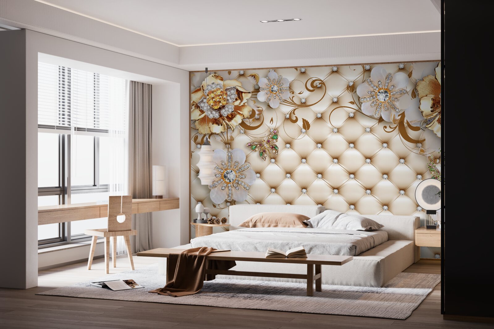 Фотошпалери квіти з п'ятьма пелюстками, зануреними в золото