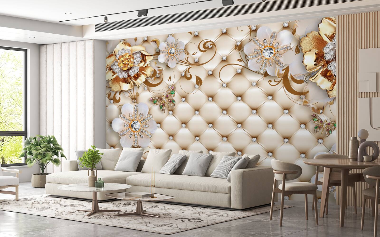 Фотошпалери квіти з п'ятьма пелюстками, зануреними в золото