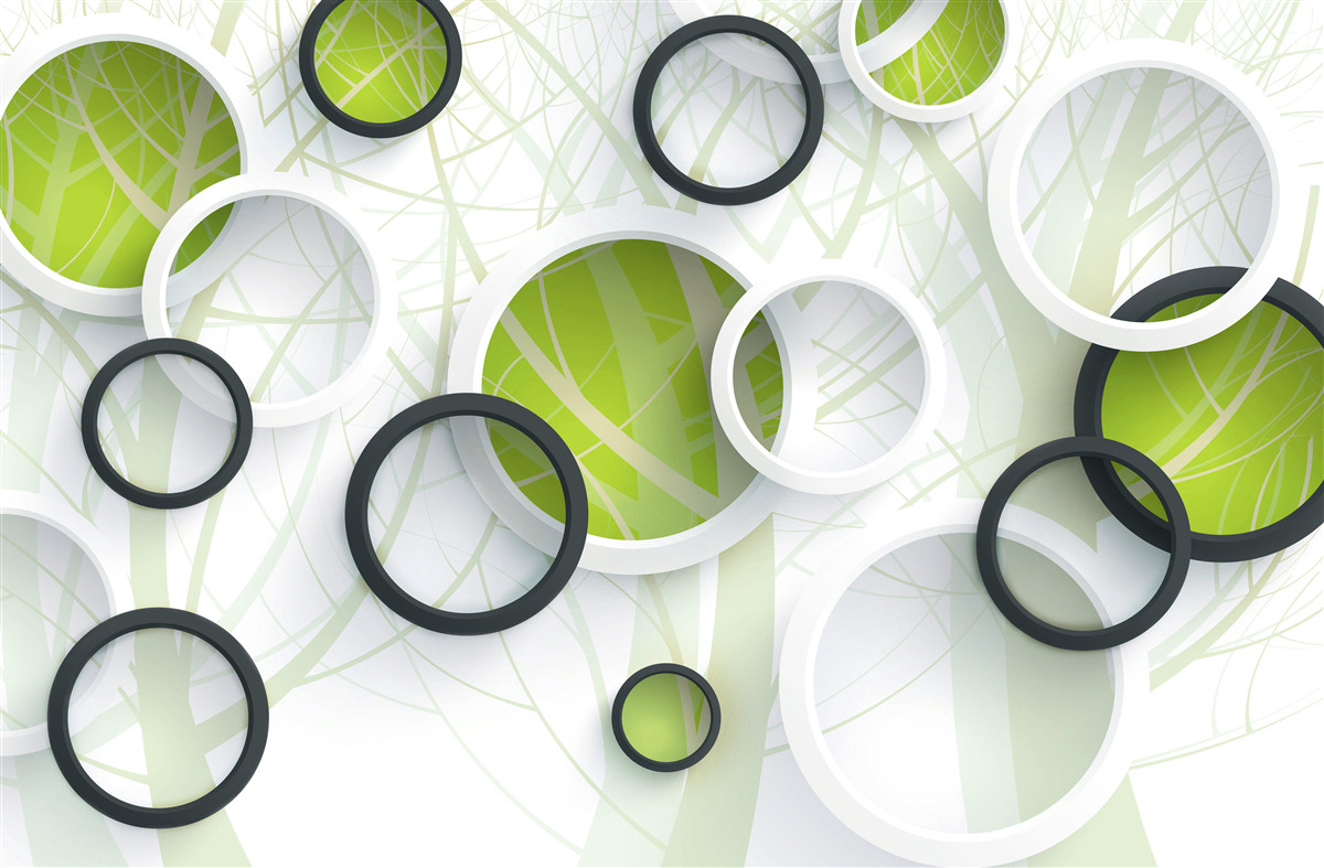 Фотошпалери густий зарослий ліс і 3d-кола