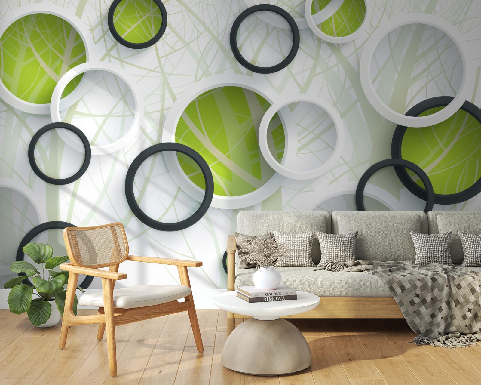 Фотошпалери густий зарослий ліс і 3d-кола