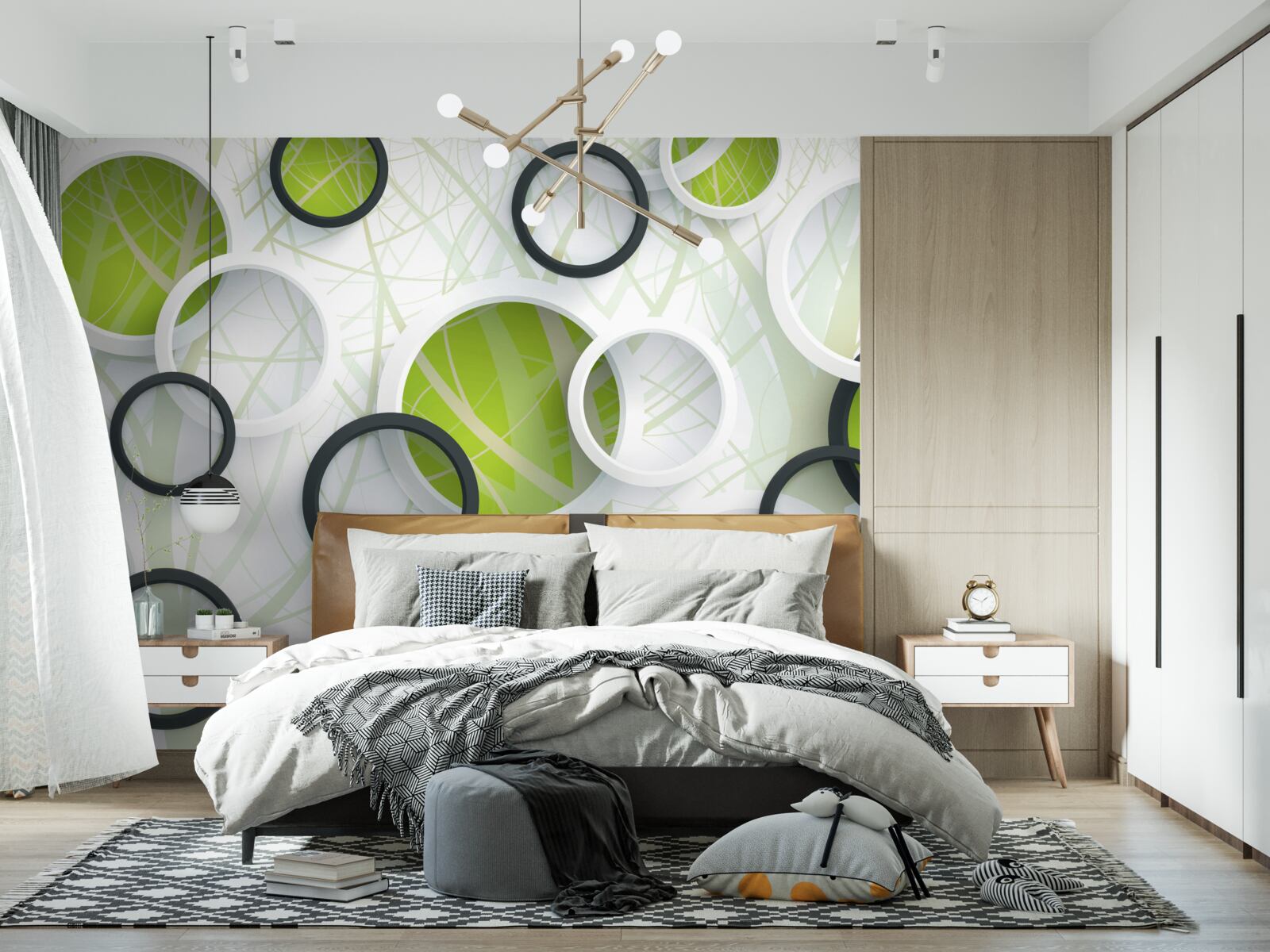 Фотошпалери густий зарослий ліс і 3d-кола