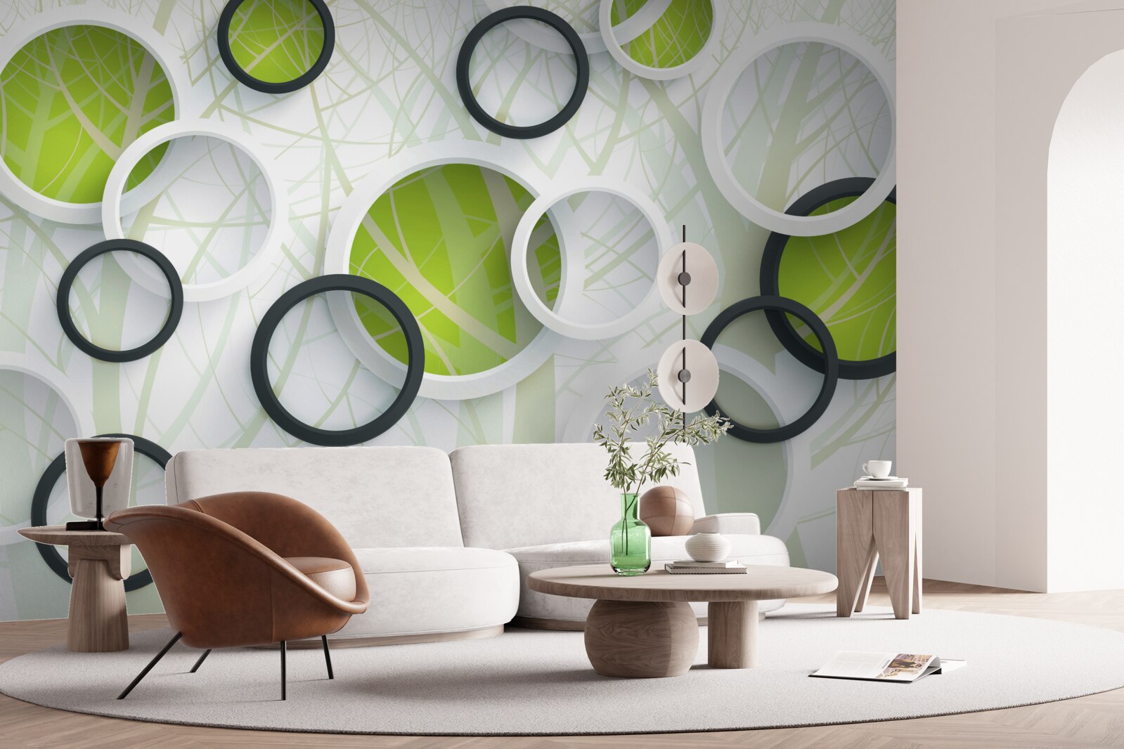 Фотошпалери густий зарослий ліс і 3d-кола