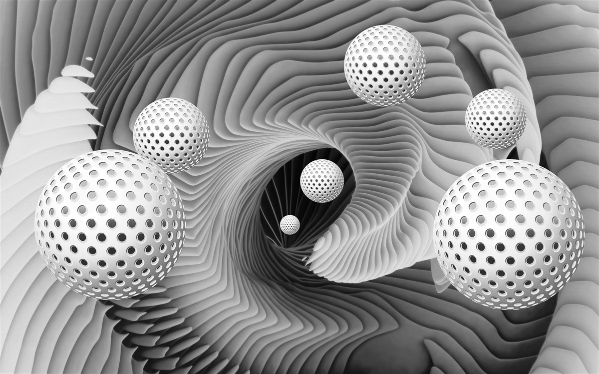 Фотошпалери перспектива куль і тунельного вихору в чорно-білому зображенні