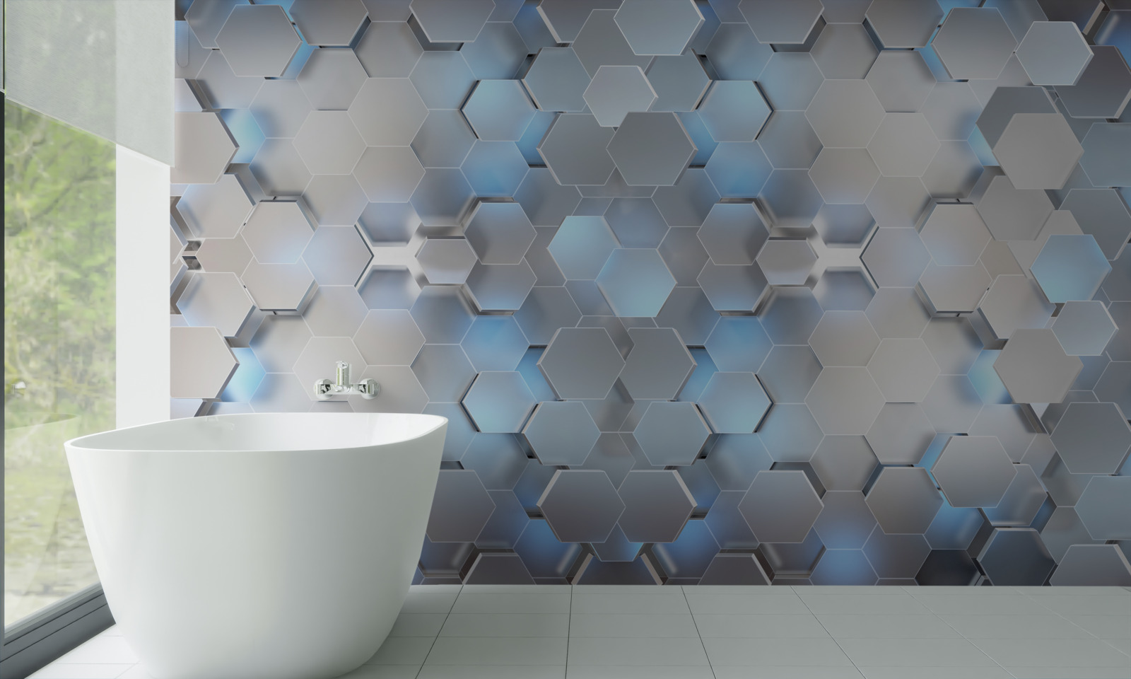 Фотошпалери плаваючі блакитні перлини на сірому тлі