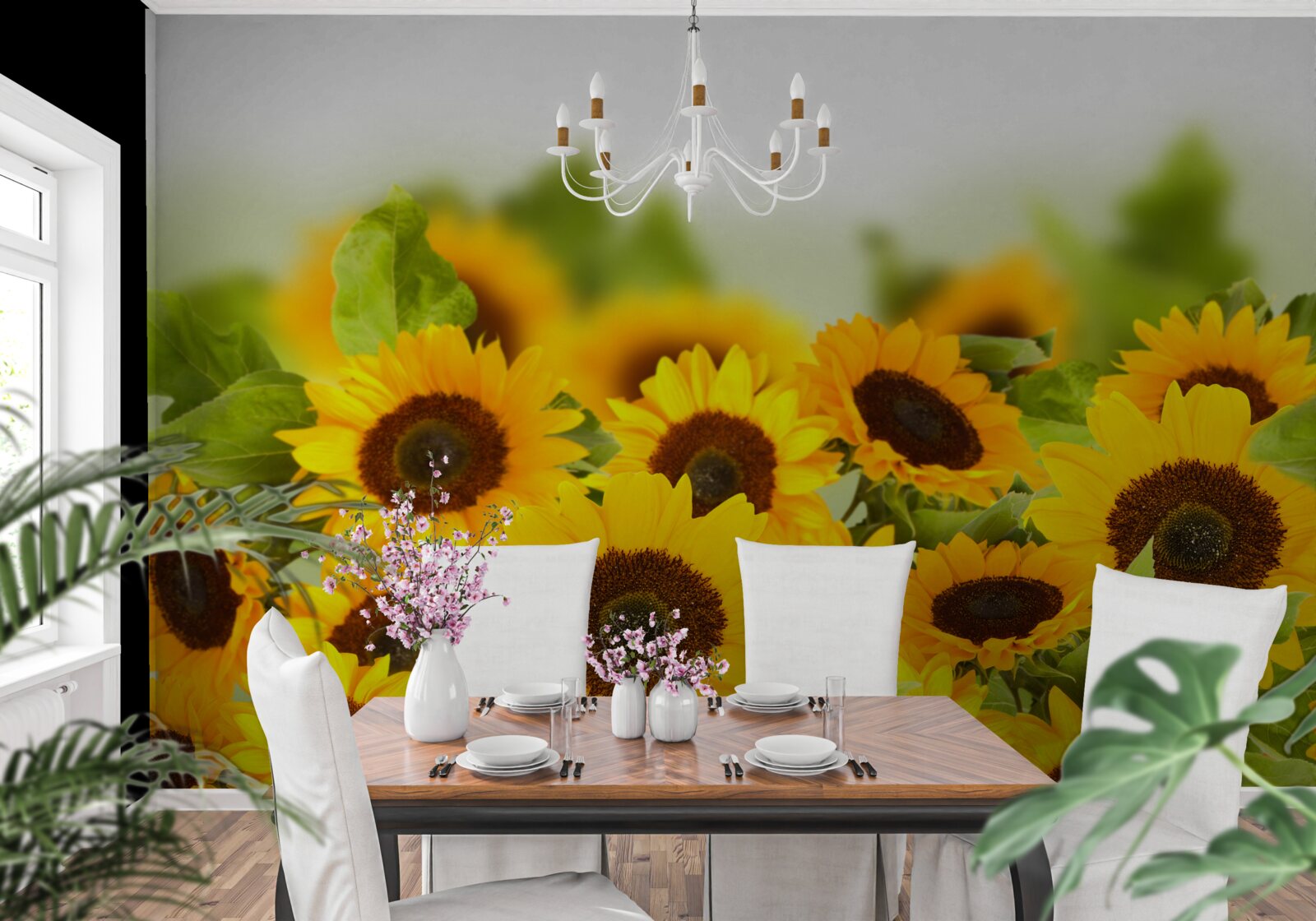 Фотошпалери велика кількість золотистих соняшників