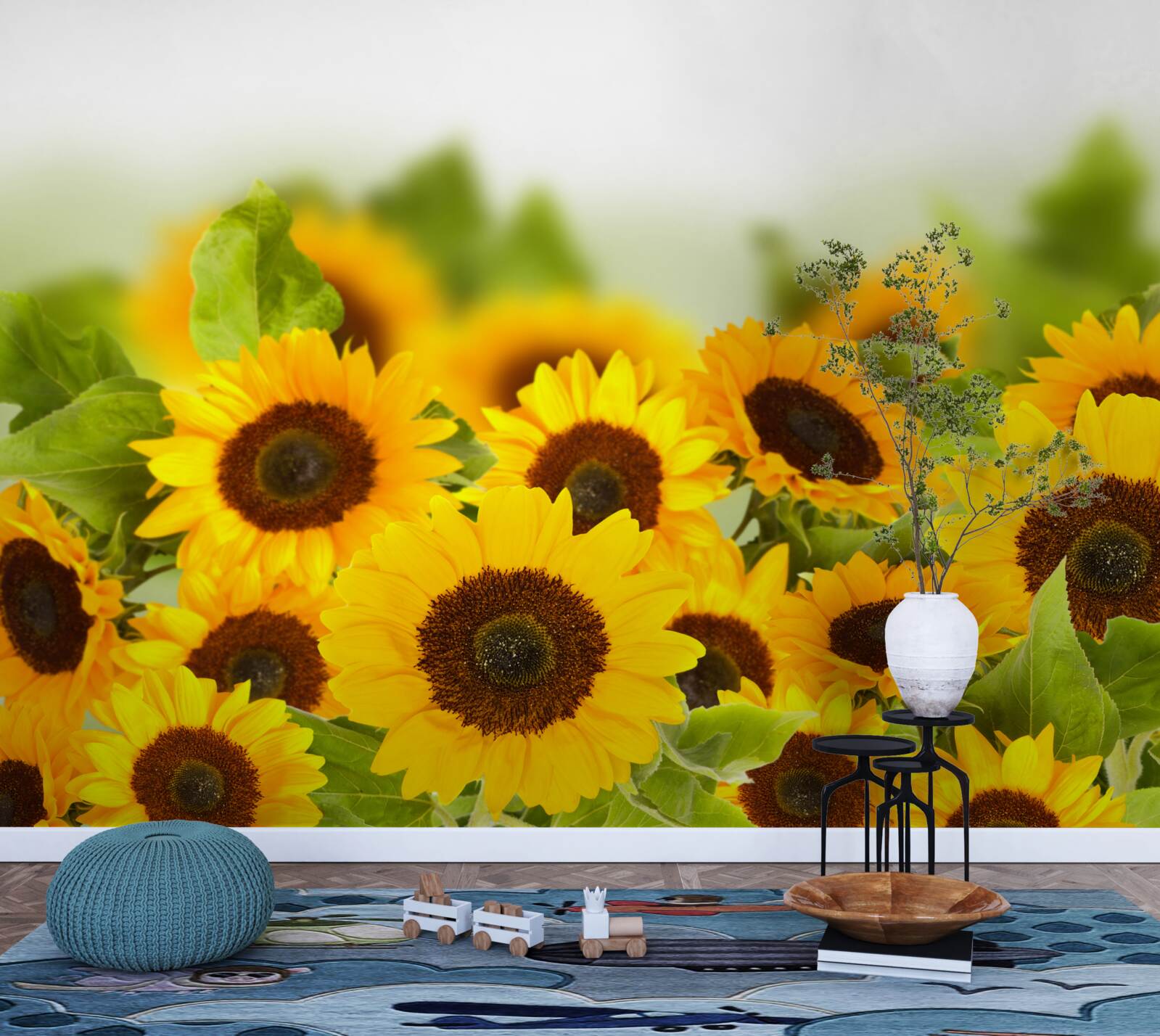 Фотошпалери велика кількість золотистих соняшників