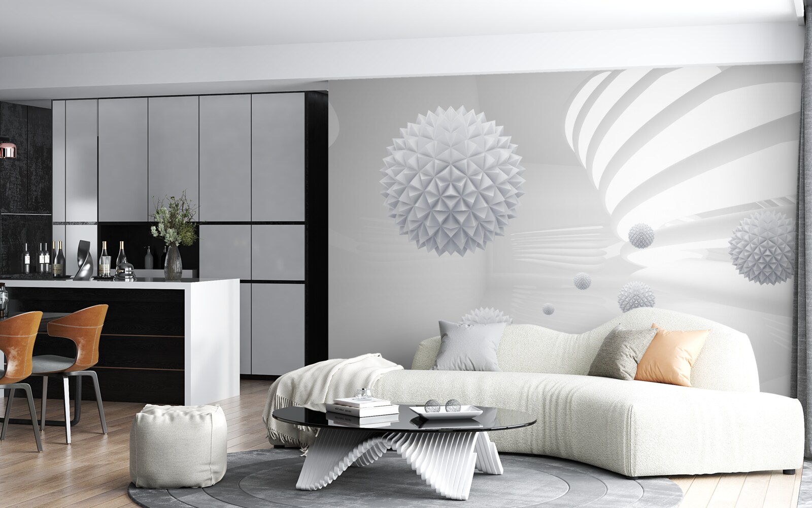 Фотошпалери кульки, що обертаються навколо центру