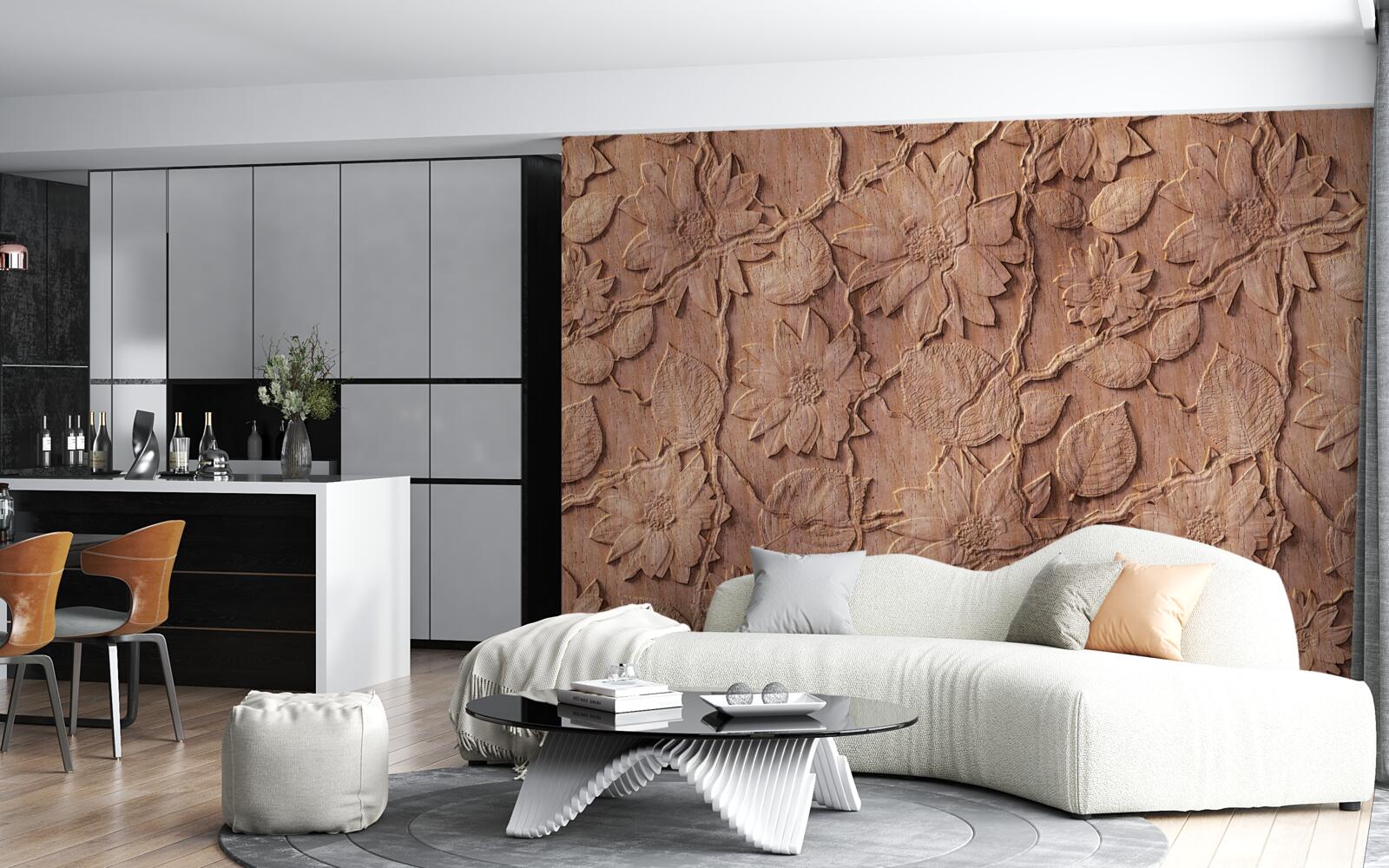 Фотошпалери коричневі декоративні квіти