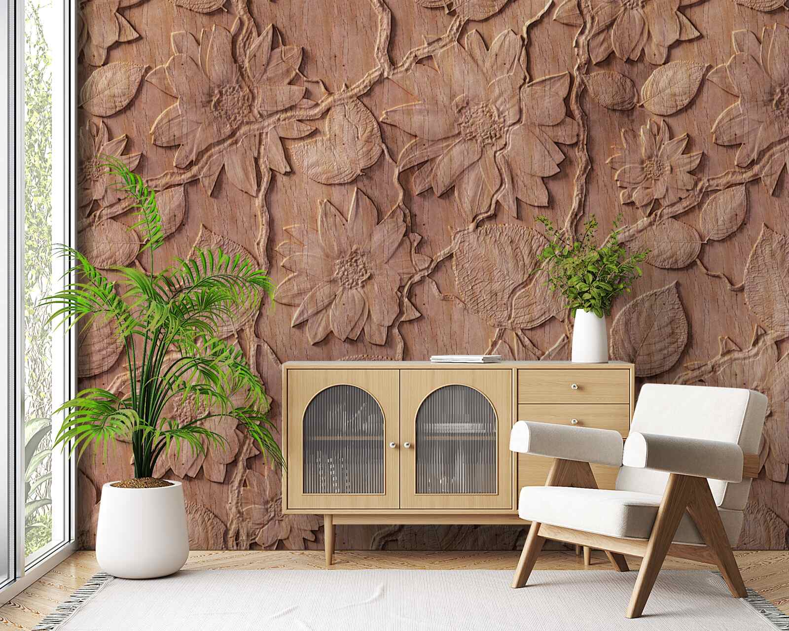 Фотошпалери коричневі декоративні квіти