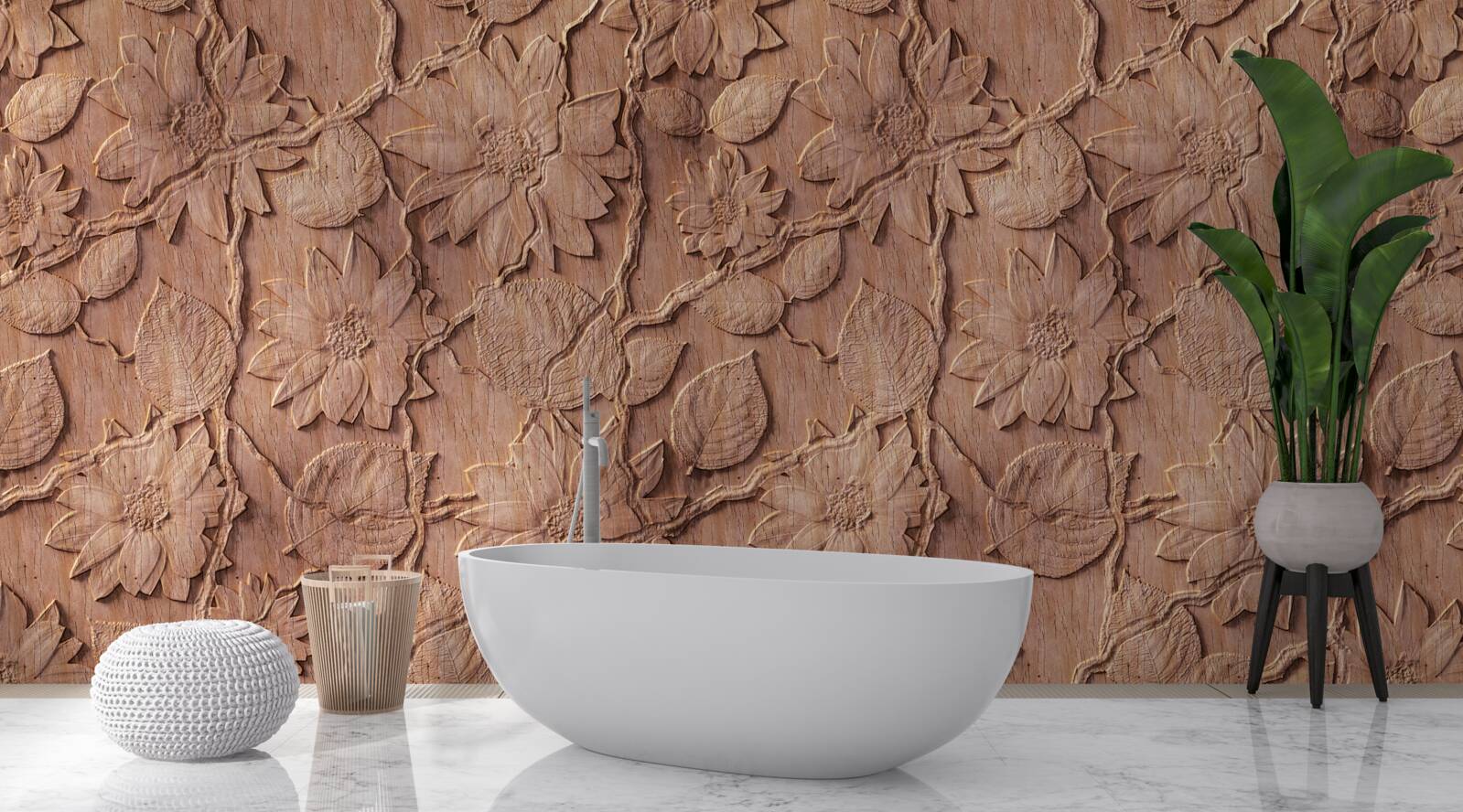 Фотошпалери коричневі декоративні квіти