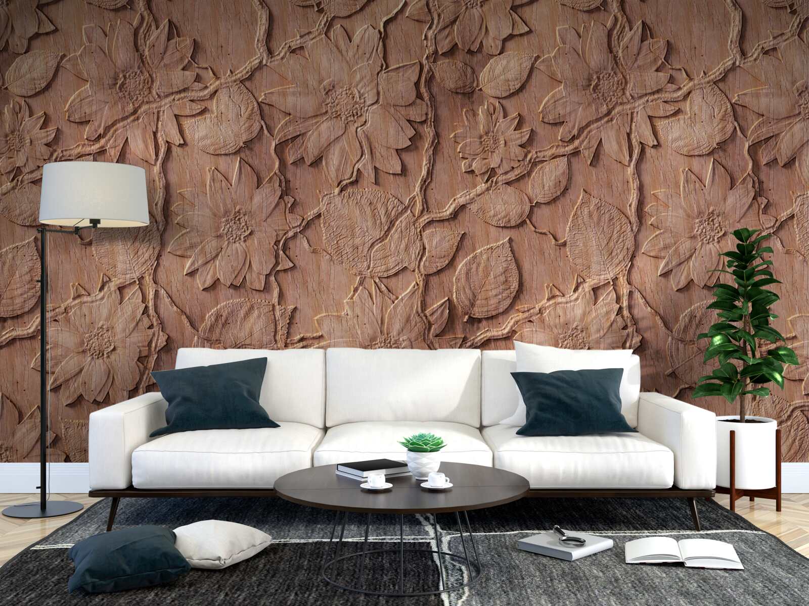 Фотошпалери коричневі декоративні квіти