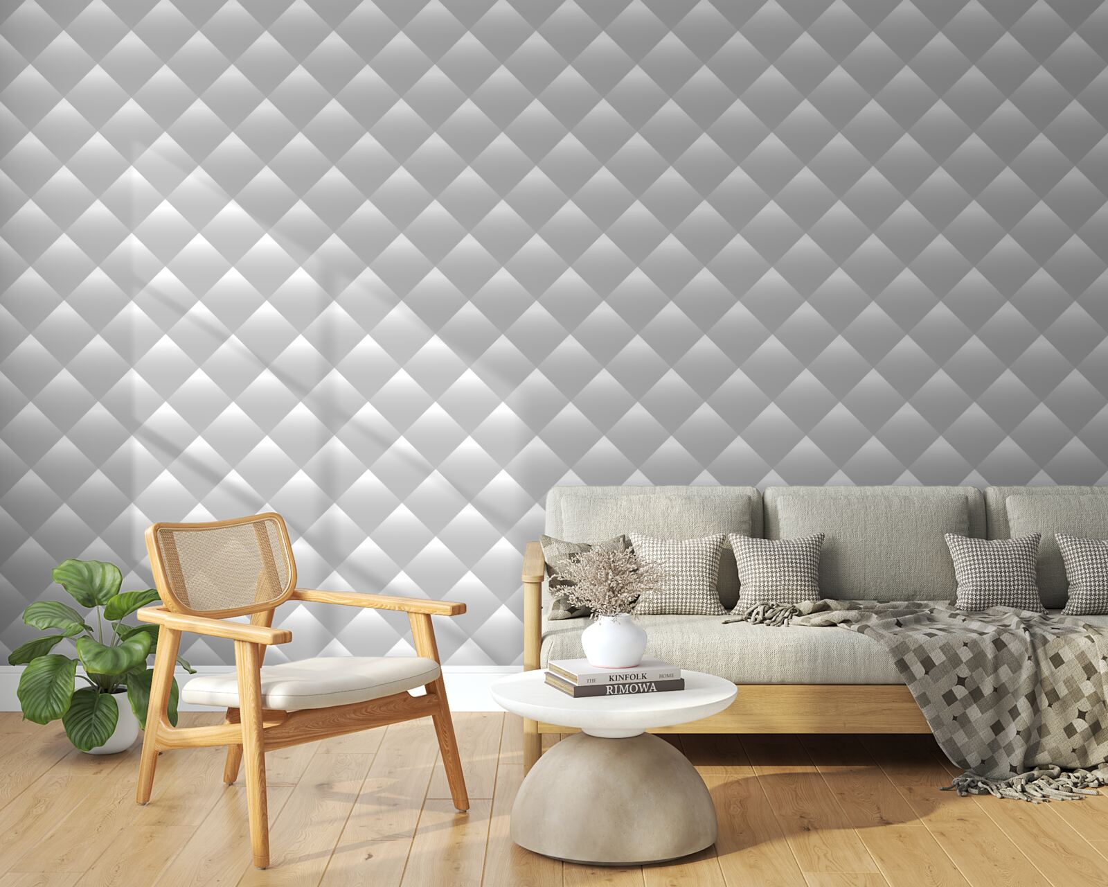 Фотошпалери срібляста текстура у формі ромбів