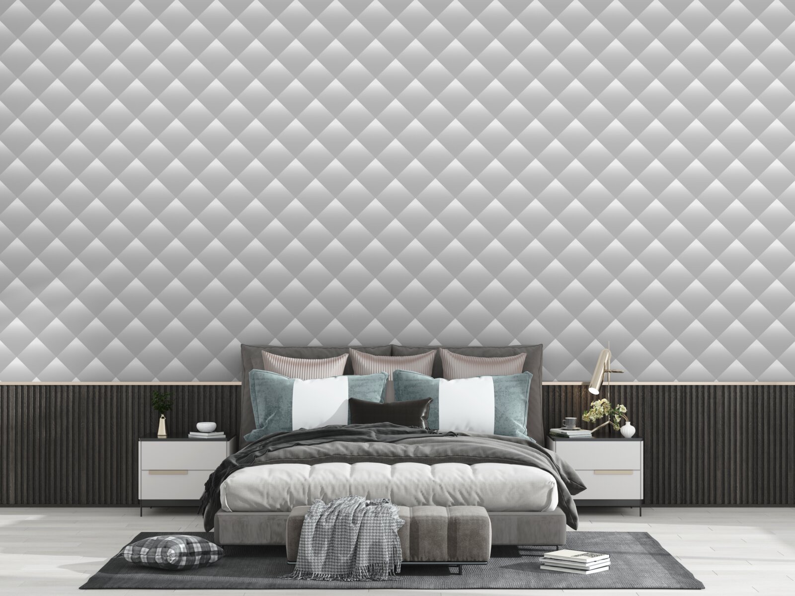 Фотошпалери срібляста текстура у формі ромбів