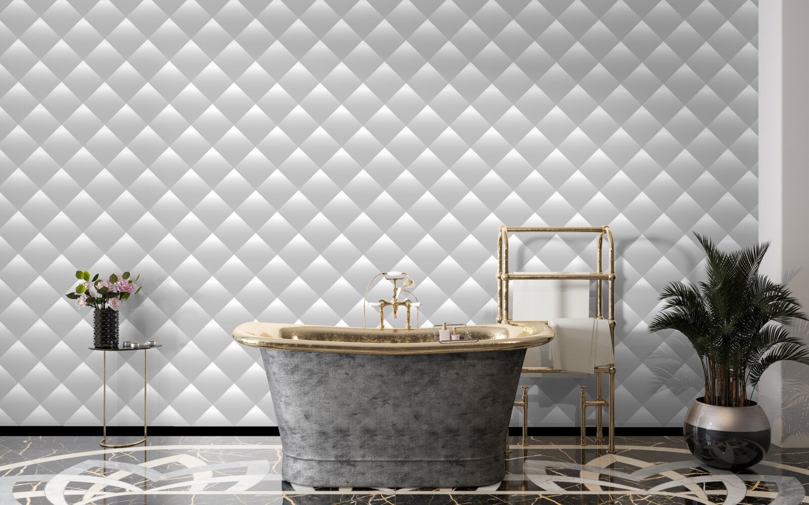 Фотошпалери срібляста текстура у формі ромбів